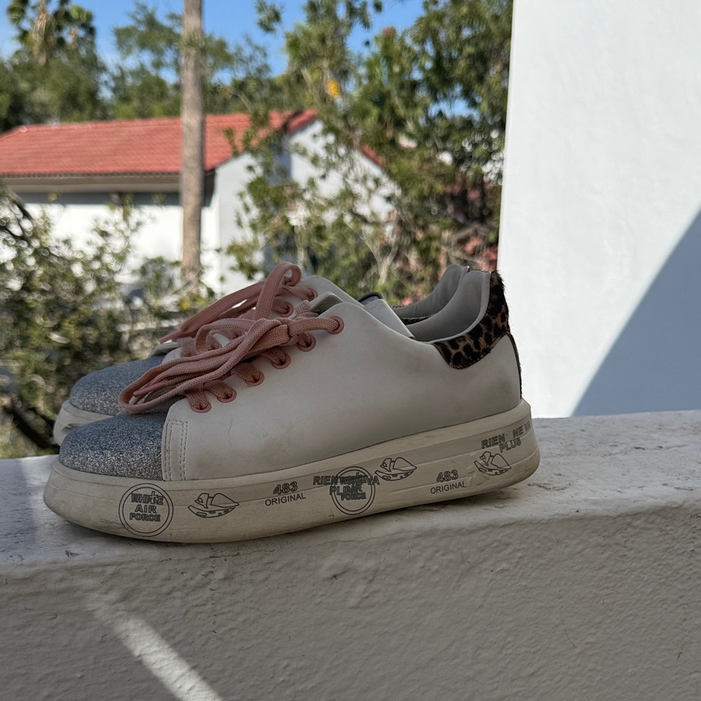 Stylish Premiata Sneakers with Glitter and Leopard Accents